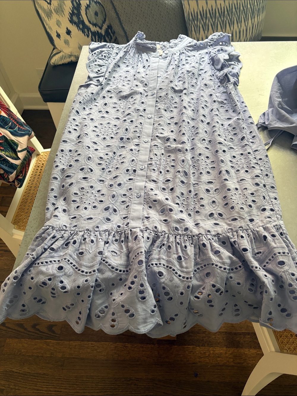 Women’s H&M Light Blue Eyelet Ruffle Hem Dress